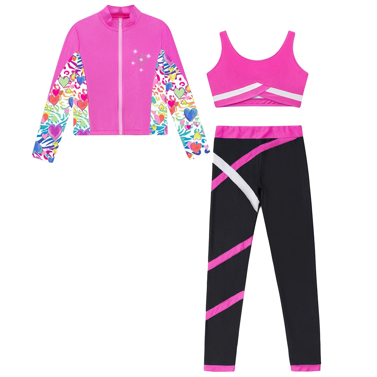 Children's Sport Suits Kids Sports Set For Girls Gym Athletic Outfits Vest with Legging Long Sleeve Zipper Sweatshirt Sportswear