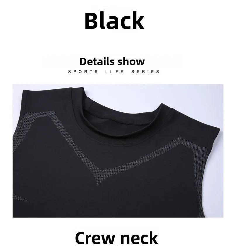 Men's Fitness Clothing Short Sleeve Sleeveless Tight Shirt Running Basketball Training Top Gym Vest Style Lightweight