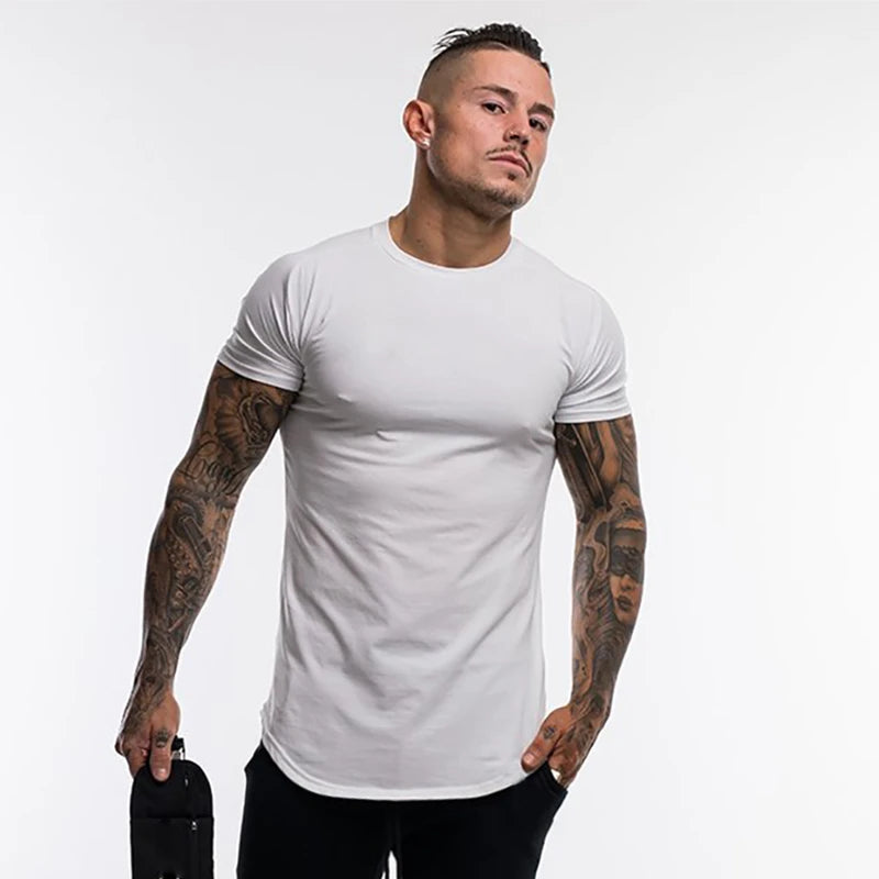 Gym Clothing Sports T Shirt Men Cotton Breathable Fitness Mens Short Sleeve T-shirt Running Tshirt Summer Tight Tee Shirt homme