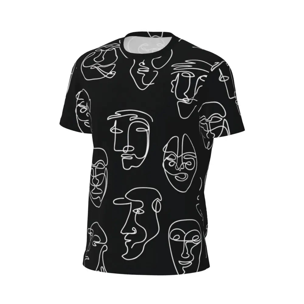 Gym T Shirt For Men Mondrian Line T-Shirts Trendy Cool Colorful Plaid Summer Tees O Neck Y2K Retro Graphic Clothing Gift Idea