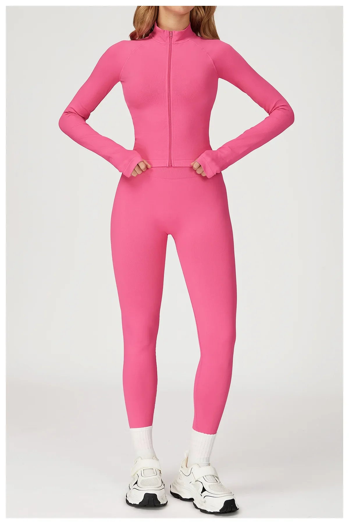 Seamless 2 Pieces Yoga Suit Sports Outfits Women Gym Set Women Tracksuit Running Workout Long Sleeve Sports Shirt Yoga Clothing