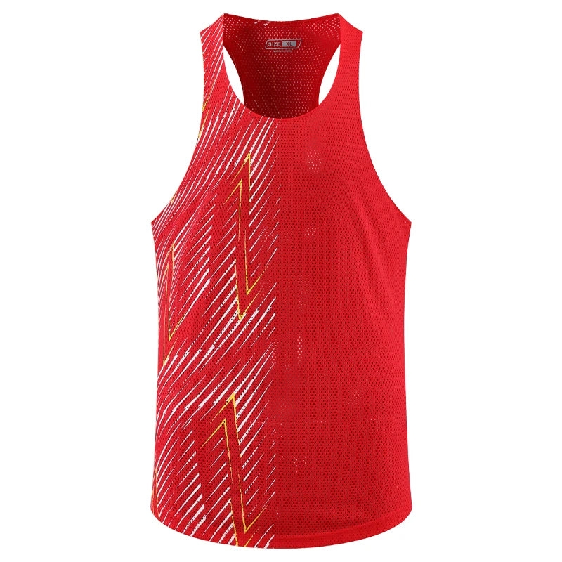 Men Casual Sport Vests Quick Dry Breathable Fitness Running Gym Sleeveless Mesh Workout Vests Prints Bodybuilding Muscle Singlet