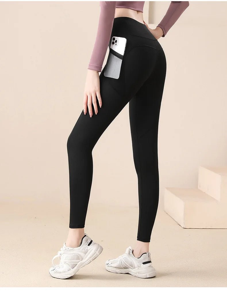 High Waist Jogger Mesh Side Pocket Fitness Gym Legging Sport Outfit for Woman Yoga Wear Tight Gym Workout Running Bike Clothing