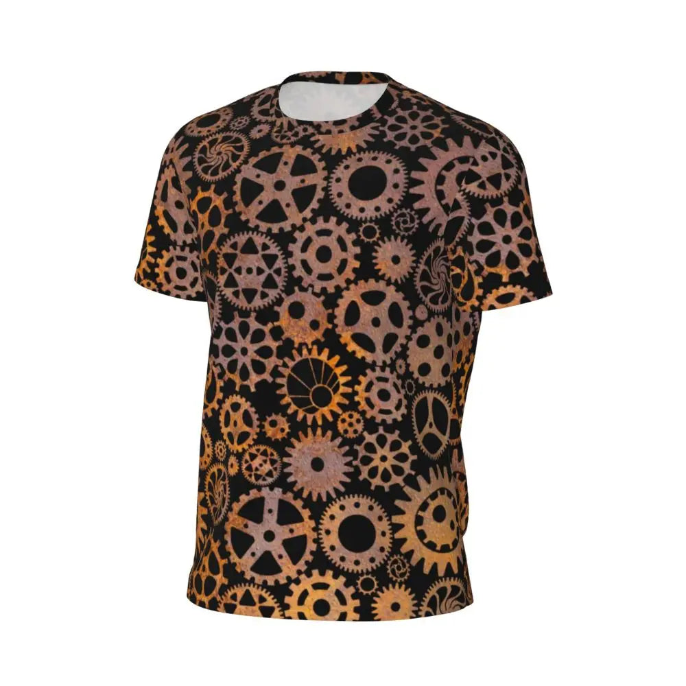 Gym T Shirt For Men Steampunk Design T-Shirts Fashion Wonderful Clockwork Vintage Summer Tees O Neck Streetwear Design Tops