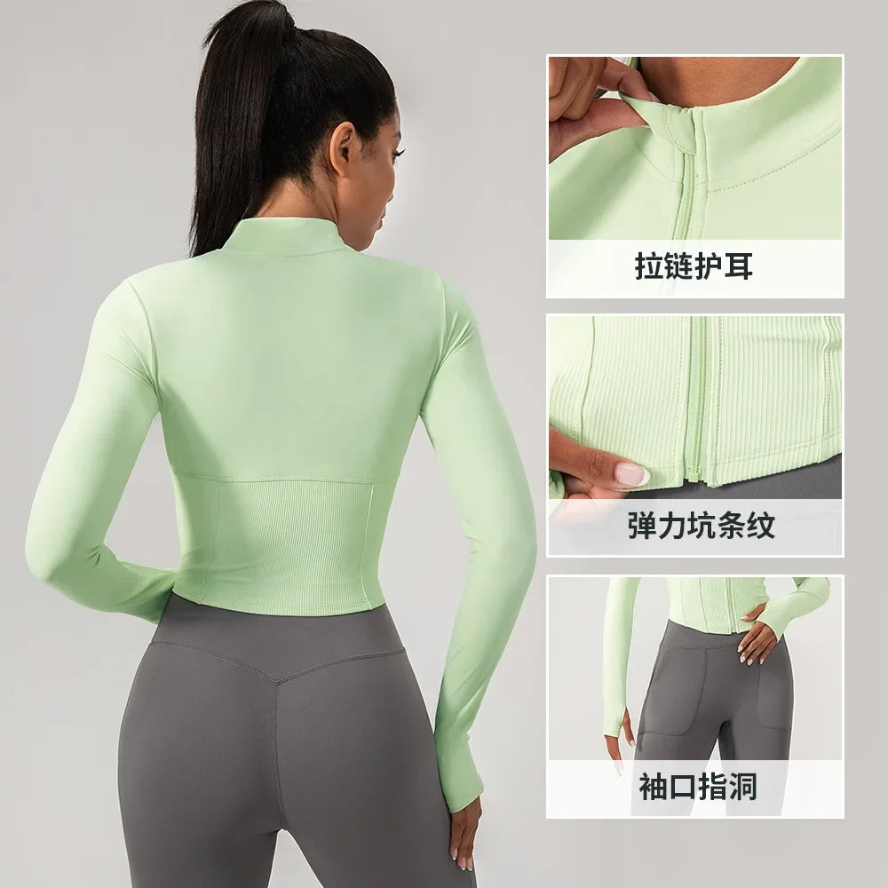 Yoga Suit Women Gym Set Long Sleeve Zipper Sport Women Tracksuit Running Workout Sportswear Female Sports Shirt Slim Fit