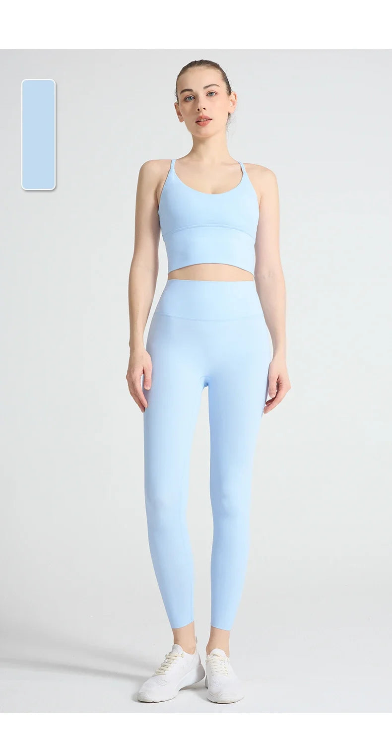 2PCS Women Yoga Set Sport Suit Gym wear Workout Clothes Sports Crop Top High Waist Legging Fitness Bra Set Breathable Gym Suits