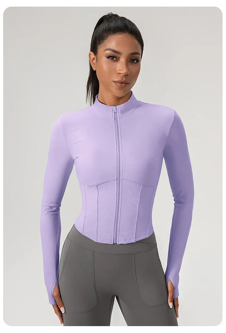 Yoga Suit Women Gym Set Long Sleeve Zipper Sport Women Tracksuit Running Workout Sportswear Female Sports Shirt Slim Fit