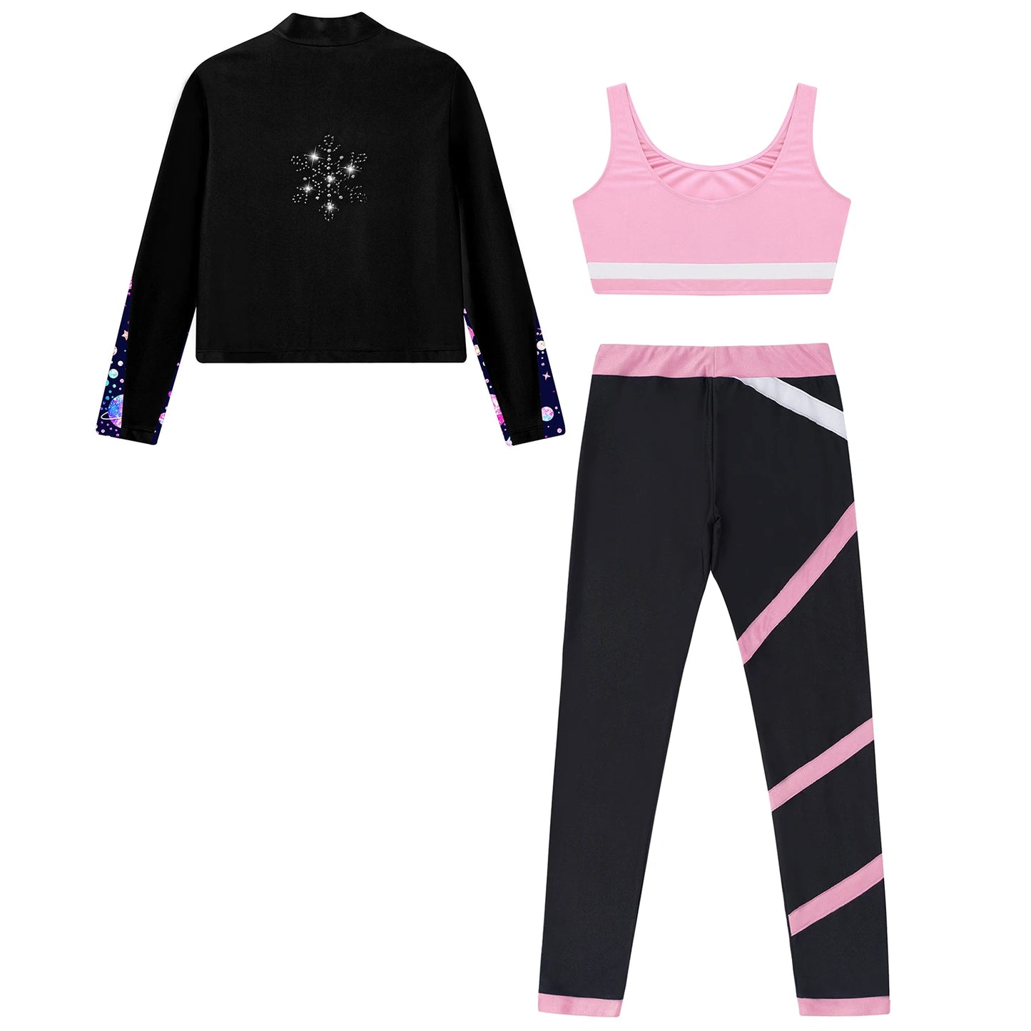 Children's Sport Suits Kids Sports Set For Girls Gym Athletic Outfits Vest with Legging Long Sleeve Zipper Sweatshirt Sportswear