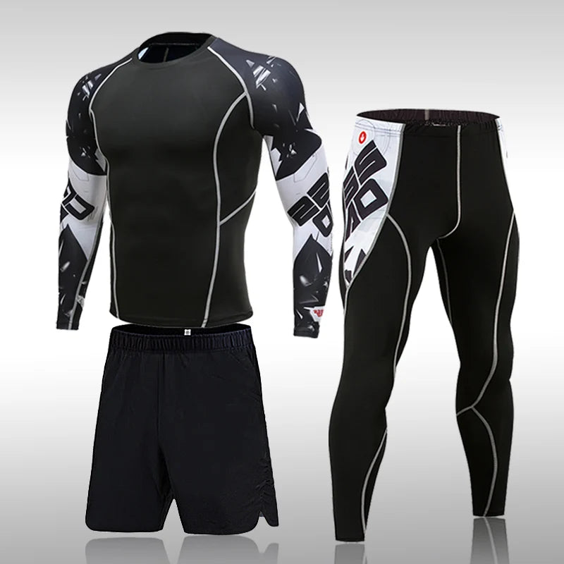 Men's Compression Sport Suits Gym Tights Training Clothes Workout Jogging Set Running Rashguard Tracksuit Sportswear For Men