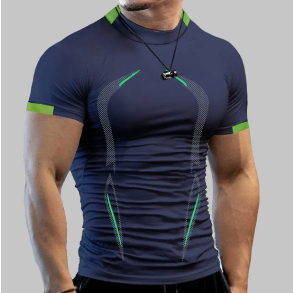 New Summer Sportswear Gym Breathable T Shirt Men Quick Drying Jogging T-Shirt Men Training Tees Fitness Tops Running T-shirt
