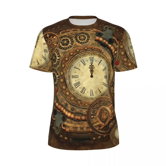 Gym T Shirt For Men Steampunk Design T-Shirts Fashion Wonderful Clockwork Vintage Summer Tees O Neck Streetwear Design Tops