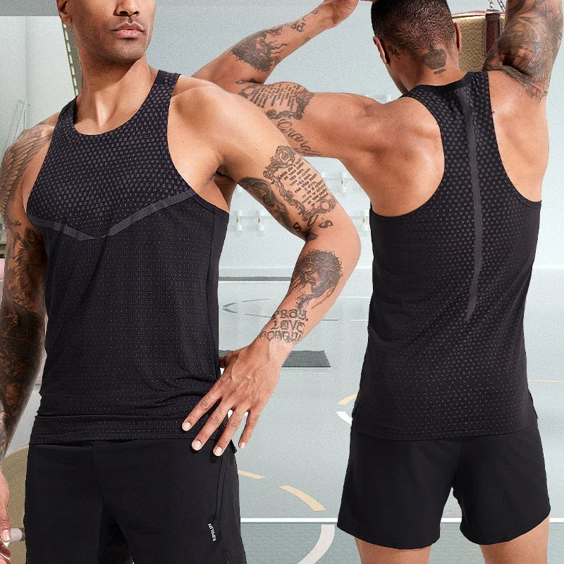 Men's Running Vest Outdoor Training Clothing Male Sportswear Sleeveless T-shirt Gym Jogging Tank Top Bodybuilding T Shirt