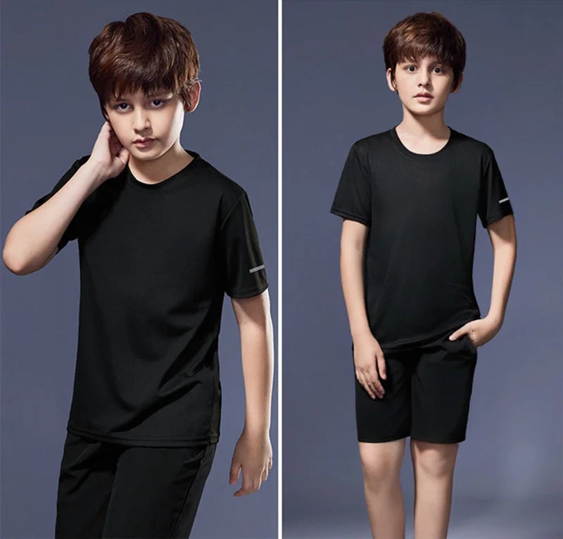 Children's Sportswear 2025 Summer Running Sportswear Boys Quick Dry Two-Piece Set Gym Clothing Fitness Suits With Shorts