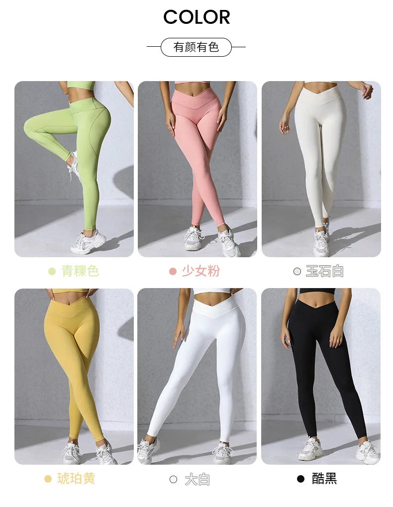 Women Gym Sports  Running Fitness Yoga Suit Sport Outfit Gymwear Lady Workout Clothes Crossed High Waist Leggings