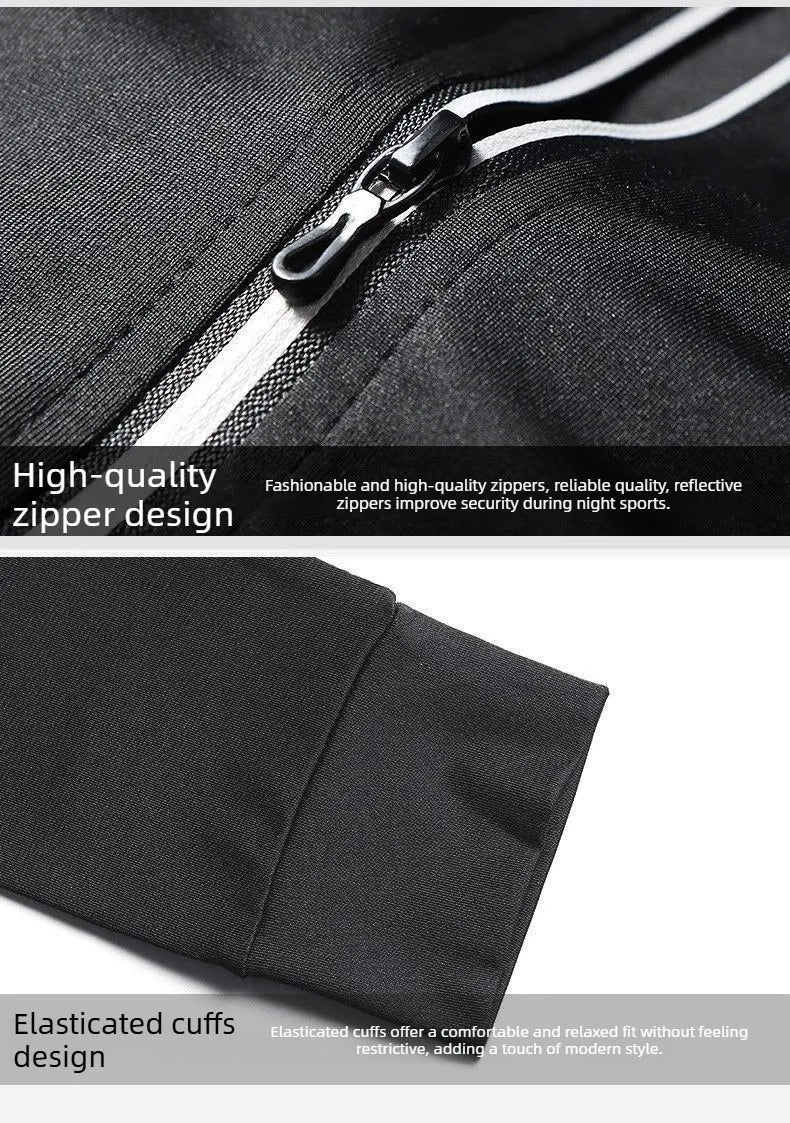 Men's Waterproof Casual Sportswear Set Tight Fitting Trendy Gym Running Clothes for Spring Summer Morning Jogging