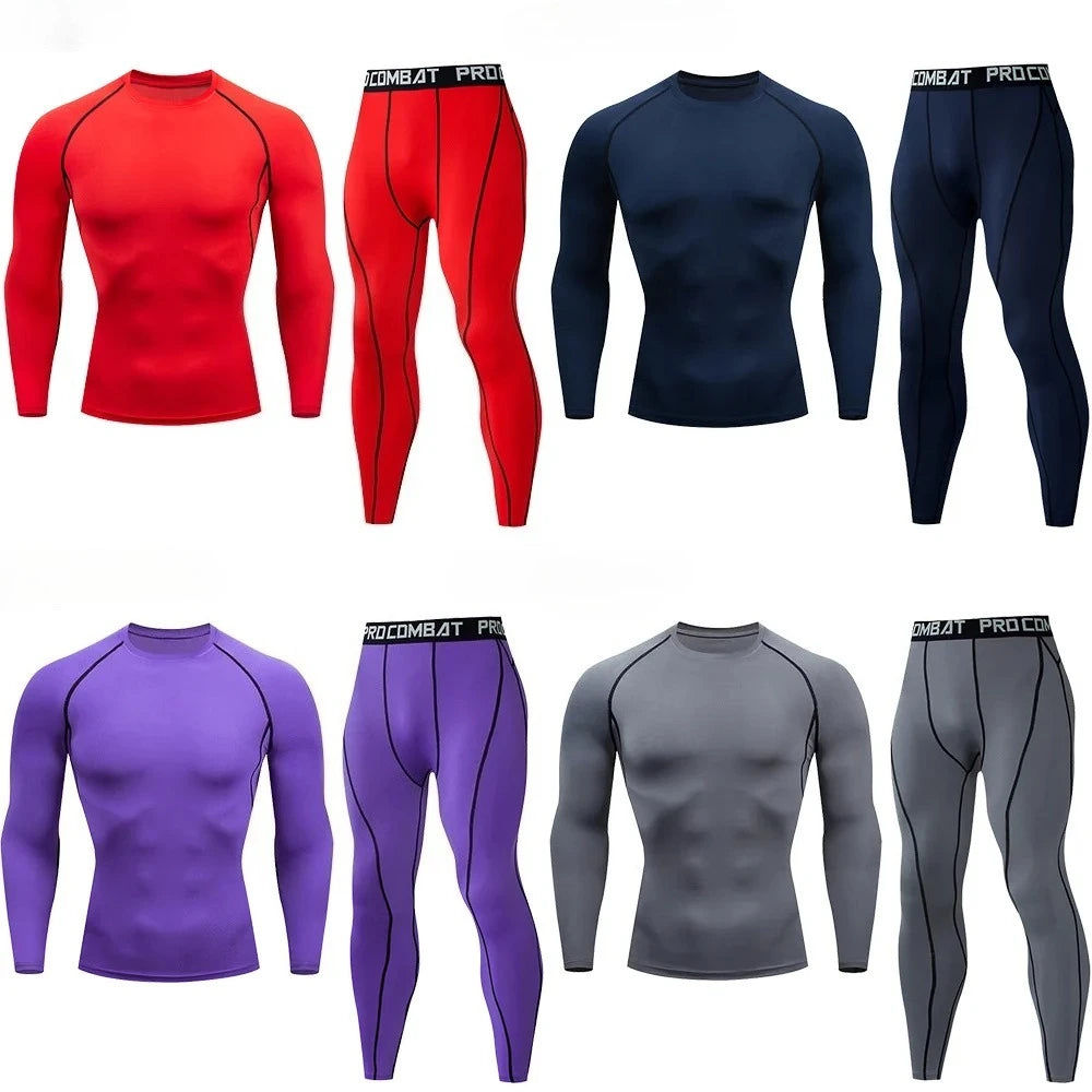 Men's compression sportswear GYM tight fitting sports suit exercise jogging MMA fitness sports suit