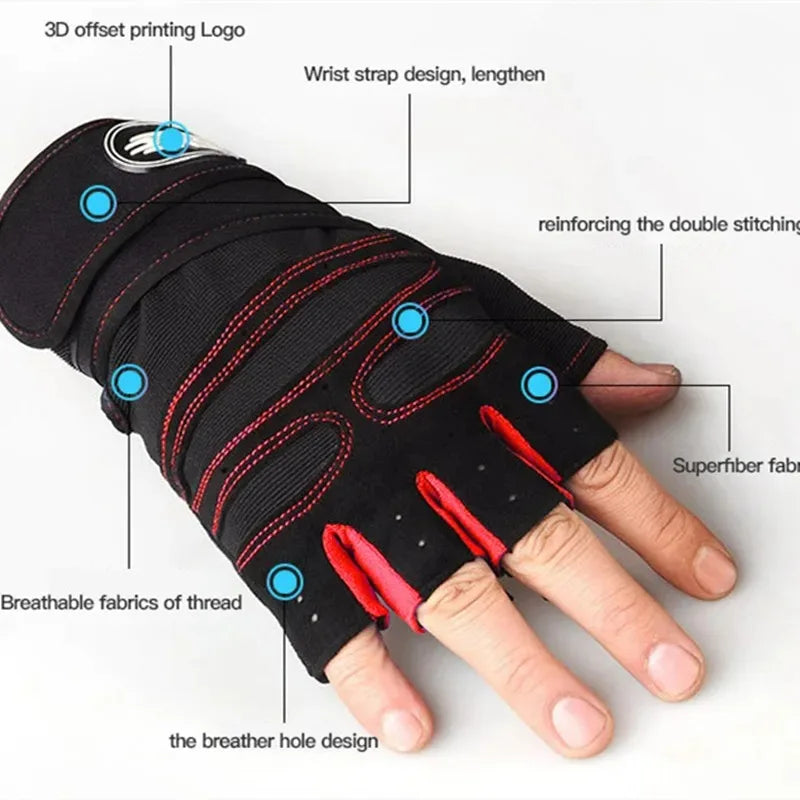 Outdoor Sport Gloves for Men Women Wrist Guard Fitness Gym Cycling Hiking Boxing Exercise Training Workout Long Wrist Fingerless