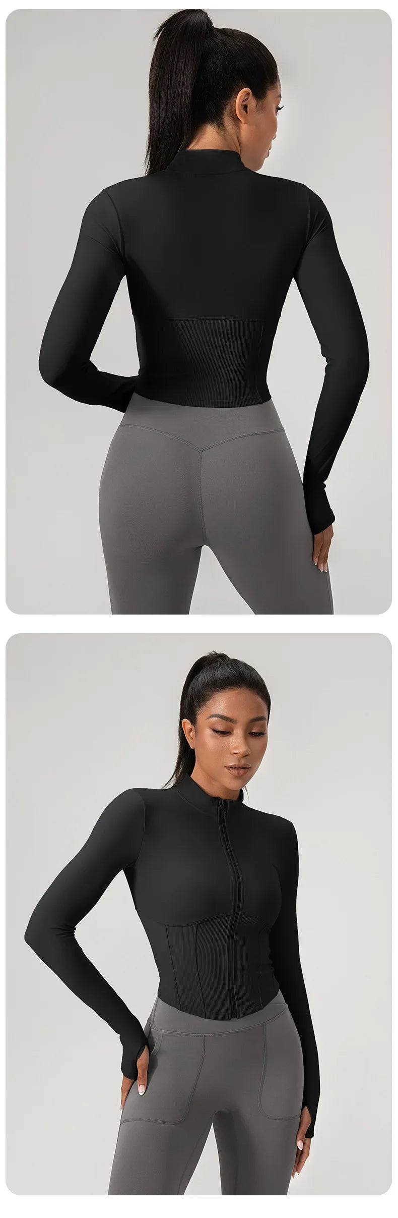 Yoga Suit Women Gym Set Long Sleeve Zipper Sport Women Tracksuit Running Workout Sportswear Female Sports Shirt Slim Fit