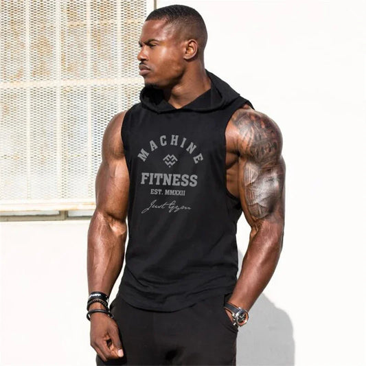 Gym Sport Hooded Clothing Summer Cotton Breathable Fitness Tank Tops Open Side Muscle Vests Mens Bodybuilding Sleeveless Hoodie