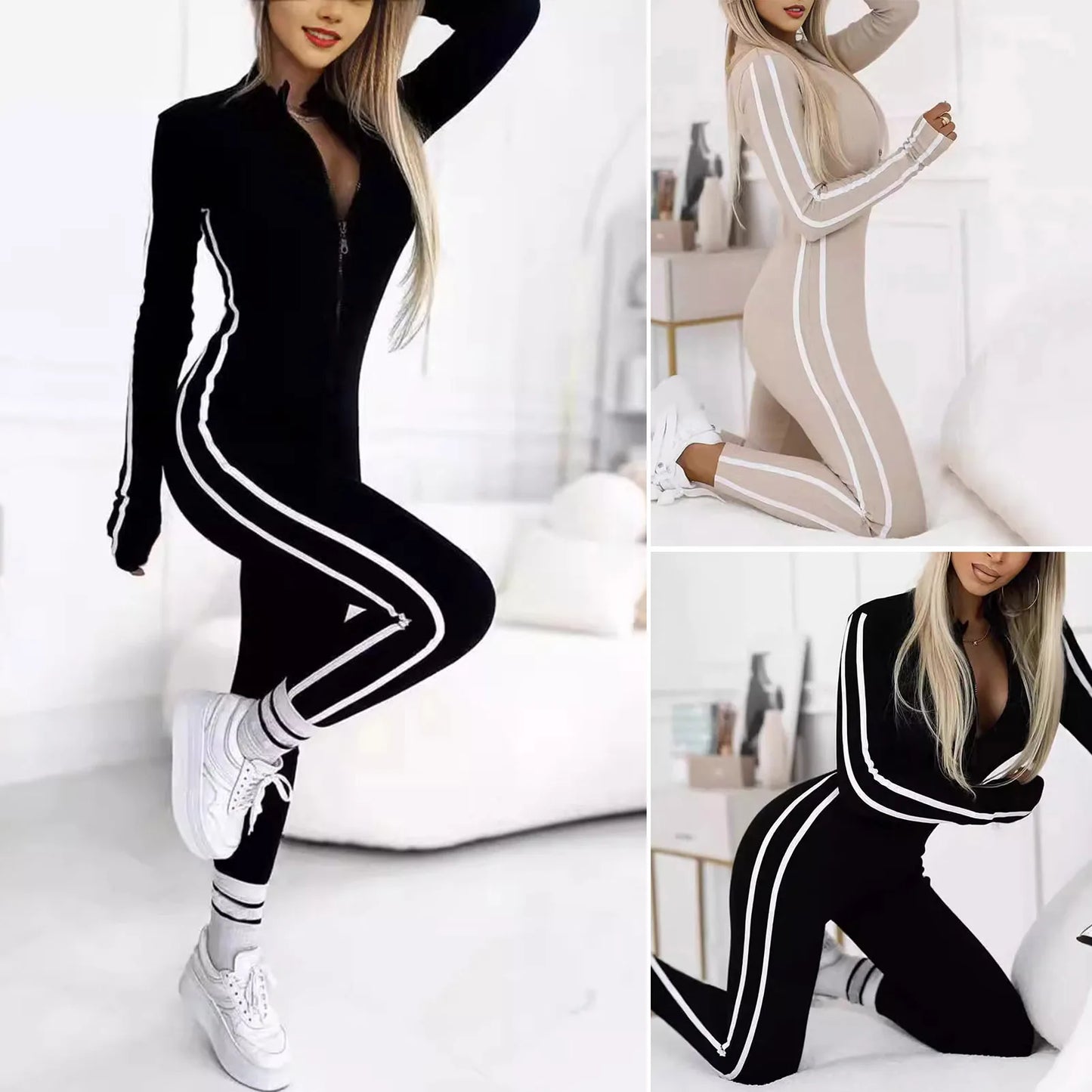 Yoga Set Women's Jumpsuits One-Piece Suit Zipper Short Sleeve Gym Push Up Workout Clothes Fitness Bodysuit Sportswear Tracksuit