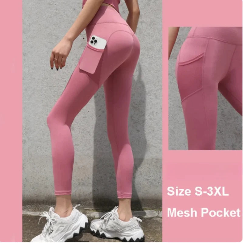 High Waist Jogger Mesh Side Pocket Fitness Gym Legging Sport Outfit for Woman Yoga Wear Tight Gym Workout Running Bike Clothing