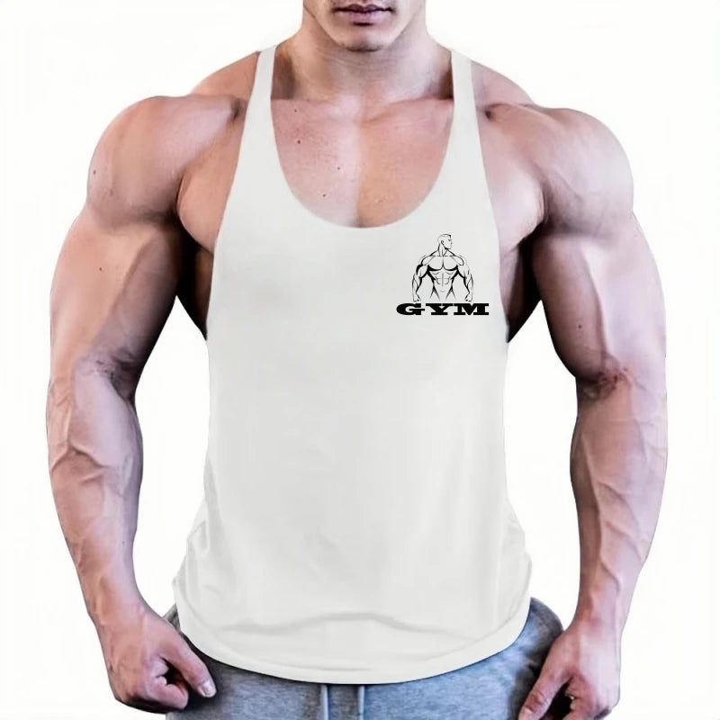 Men's Sleeveless Gym Y-Back Vest, Movement-Friendly Cotton Athletic Undershirt for Muscle Training & Fitness Workout