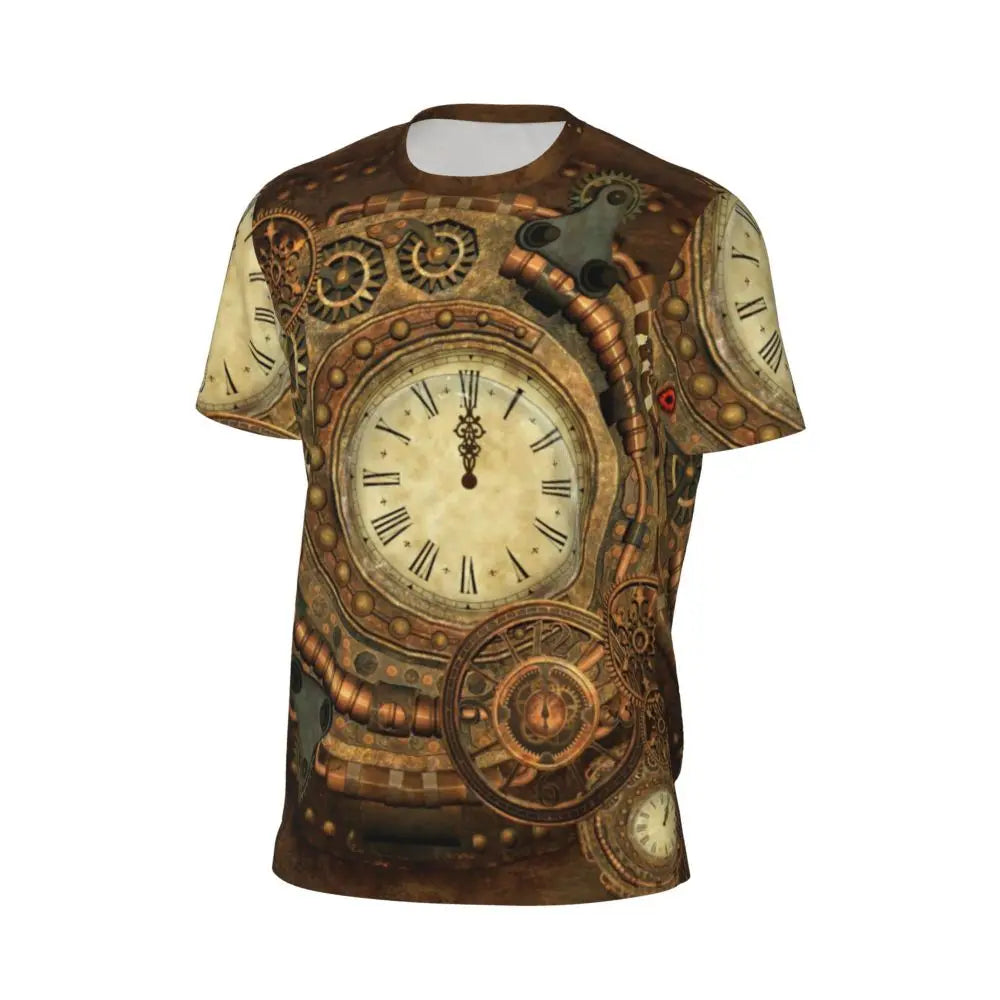 Gym T Shirt For Men Steampunk Design T-Shirts Fashion Wonderful Clockwork Vintage Summer Tees O Neck Streetwear Design Tops