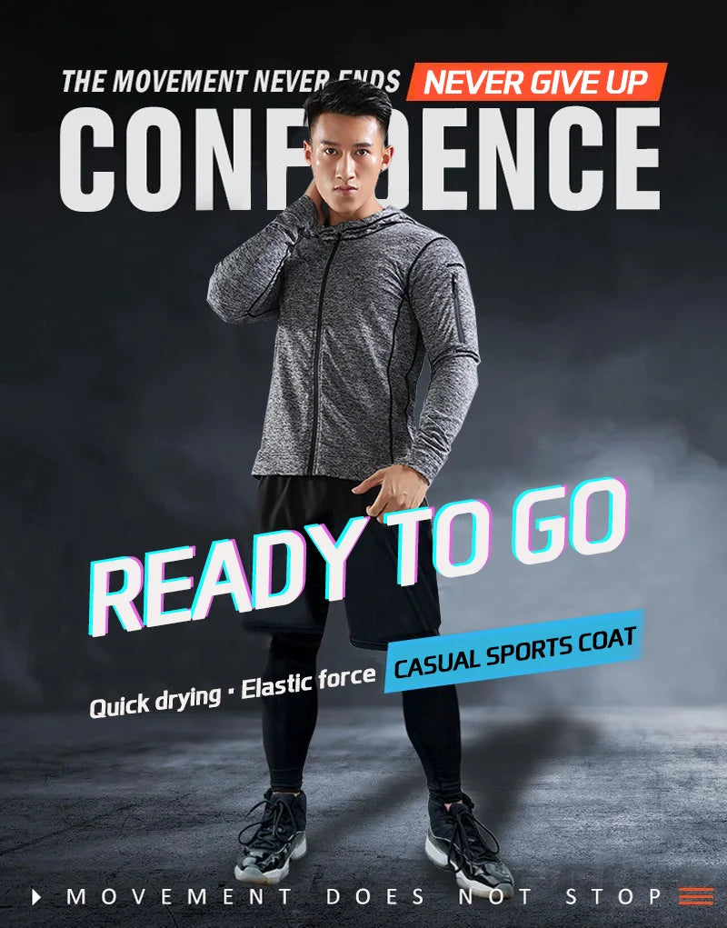 Men's Fitness Sportswear Winter Running Jacket Tight Wear Sport Top Coat Gym Clothing Sweatshirt Training Running Jersey Outfits