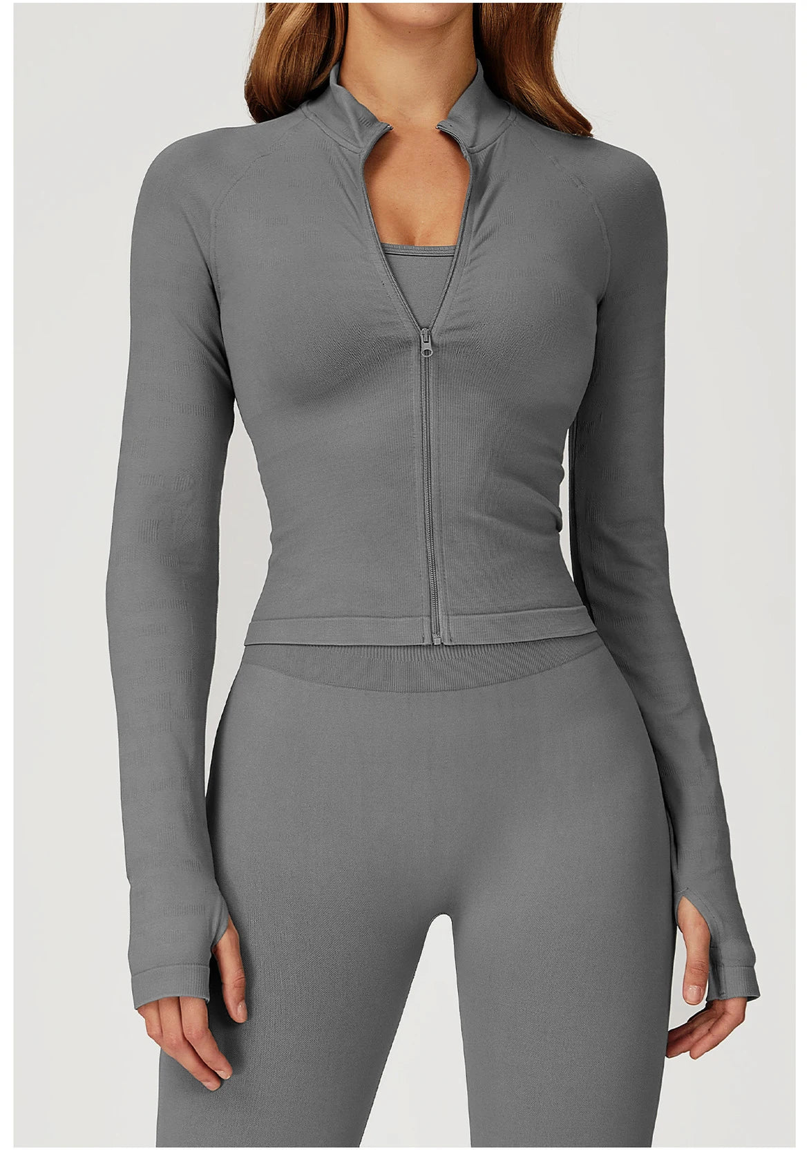 Seamless 2 Pieces Yoga Suit Sports Outfits Women Gym Set Women Tracksuit Running Workout Long Sleeve Sports Shirt Yoga Clothing