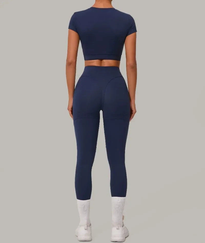 Seamless Yoga Sets Sports Fitness High Waist Hip Lift Tight Breathable Tracksuit Workout Clothing Gym Leggings Suit for Women