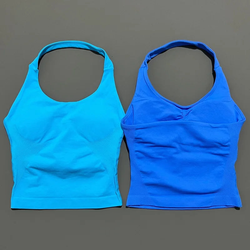 Woman  Yoga Clothing Backless Tank Tops Gym Vest  Push Up Sport Bras Running Vest Workout Tops Activewear Exercise Fitness