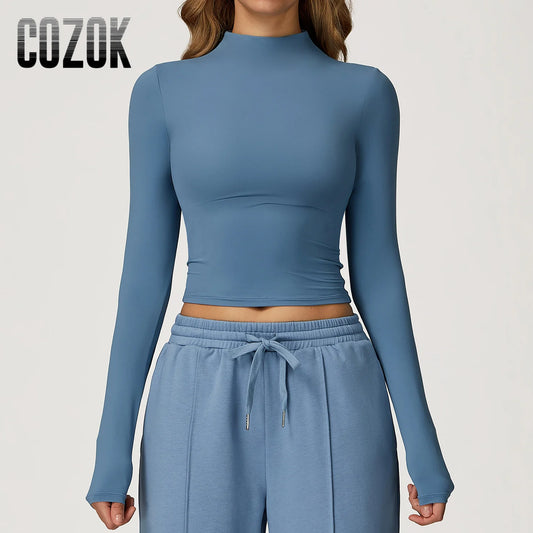 Yoga Shirts for Women 2025 Long Sleeve Quick-drying Fitness Sports Top Gym Clothes Workout Top High-necked Versatile Outer Wear