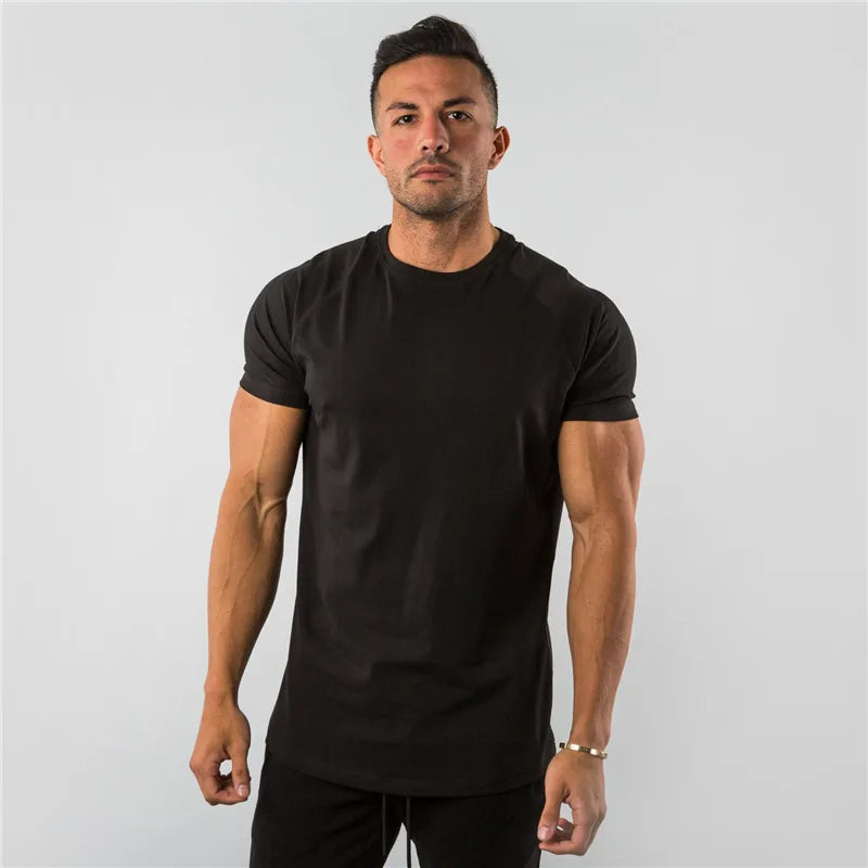 Men's Summer Skinny Casual T-Shirt Short Sleeve Tee Male Gym Fitness Sport Cotton Tops Man Running Workouts Sweatshirt Clothing