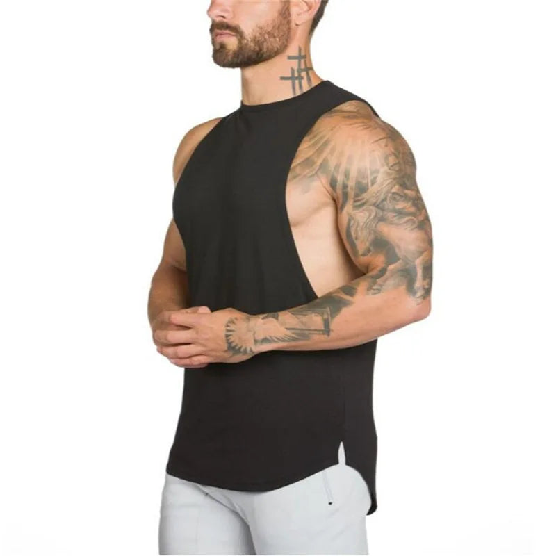 Men Bodybuilding Sleeveless Vest Casual Gym Tank Top Cotton White t Shirt Quick Dry Sport Fitness Singlets Vest Man Gym Clothing