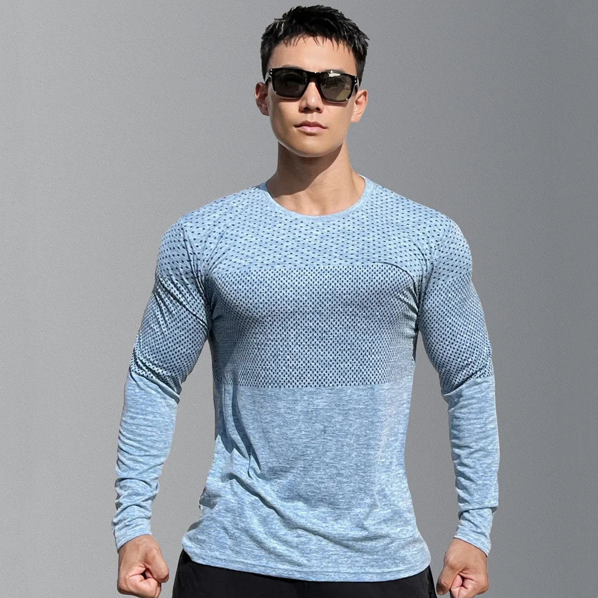 Men Gym Fitness Running Sport Quick Dry Shirts Skinny Long Sleeve T-shirt Male Jogging Workout Tees Tops Training Clothing