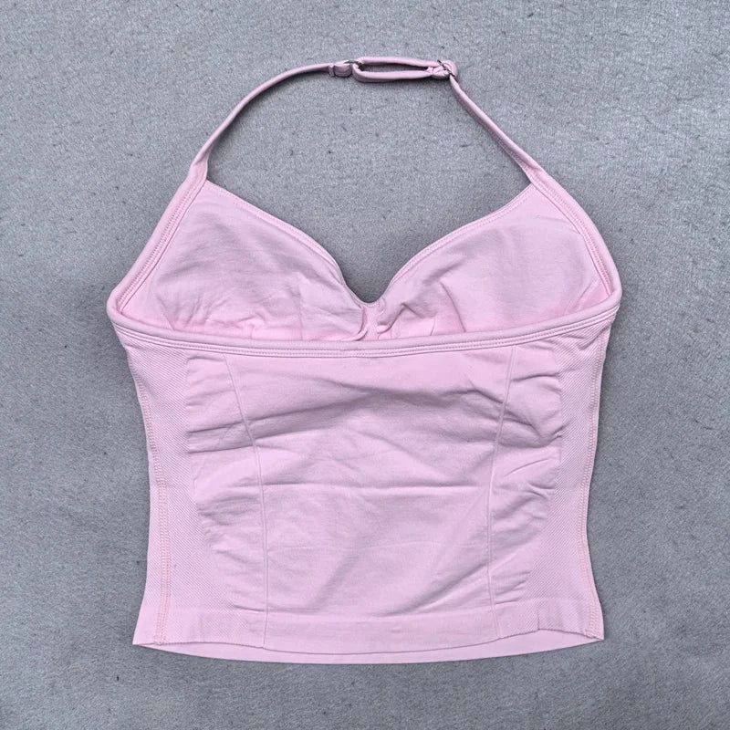 New Seamless Yoga Set Women Gym Clothing Scrunch Bum Legging Padded Tank Top Workout Outfits Fitness Sportswear Suits