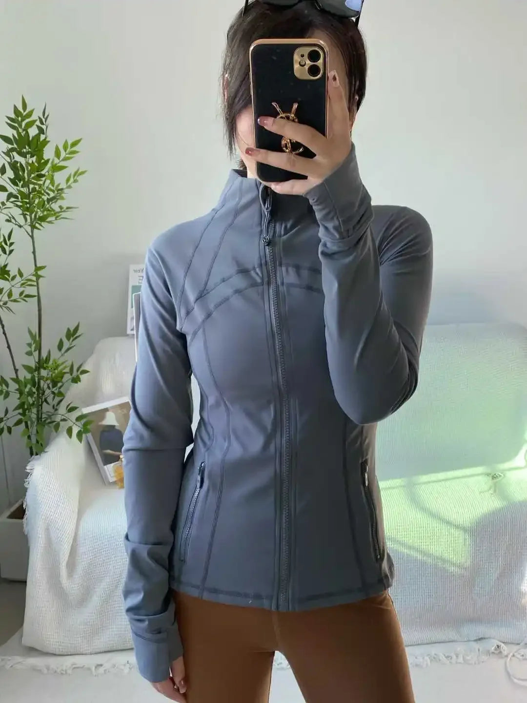 Women Zip Fitness Clothes Long Sleeve Sports Jacket Gym Clothes Woman Yoga Shirt Quick Dry Top Sunscreen Sportswear Yoga Clothes