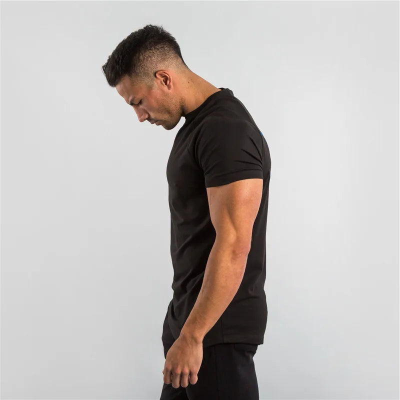 Men's Summer Skinny Casual T-Shirt Short Sleeve Tee Male Gym Fitness Sport Cotton Tops Man Running Workouts Sweatshirt Clothing