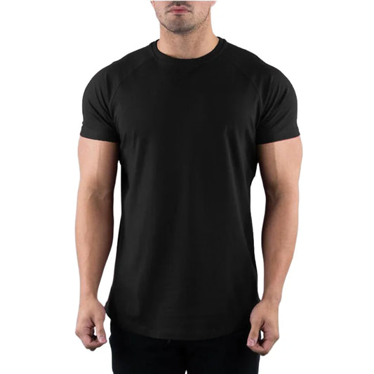 Cotton Gym T-shirt Men Summer Fitness Clothing O-Neck Short Sleeve T shirt Slim Fit Tshirt Bodybuilding Workout Tees Tops
