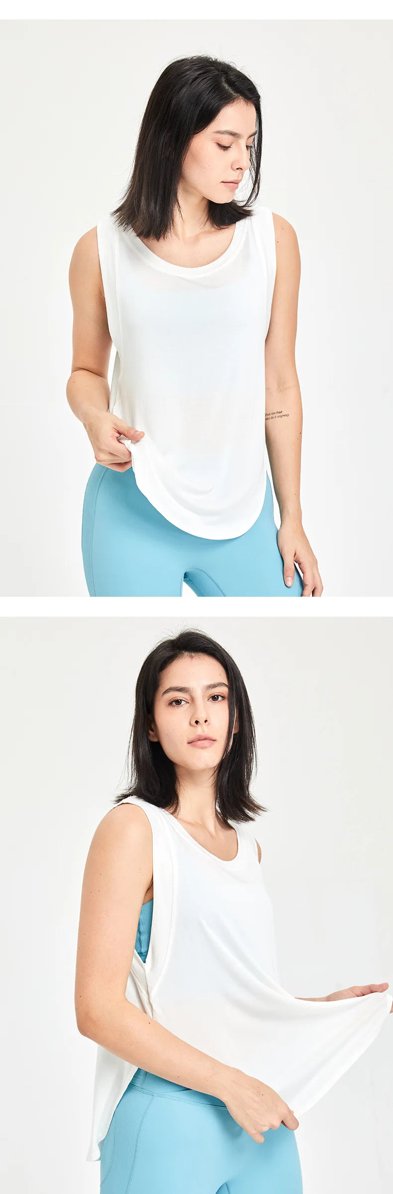 Loose Fit Sleeveless Gym Workout Shirt Women Quick Dry Yoga Running Top Female Long Modal Trainning Camis Sports Active Clothing