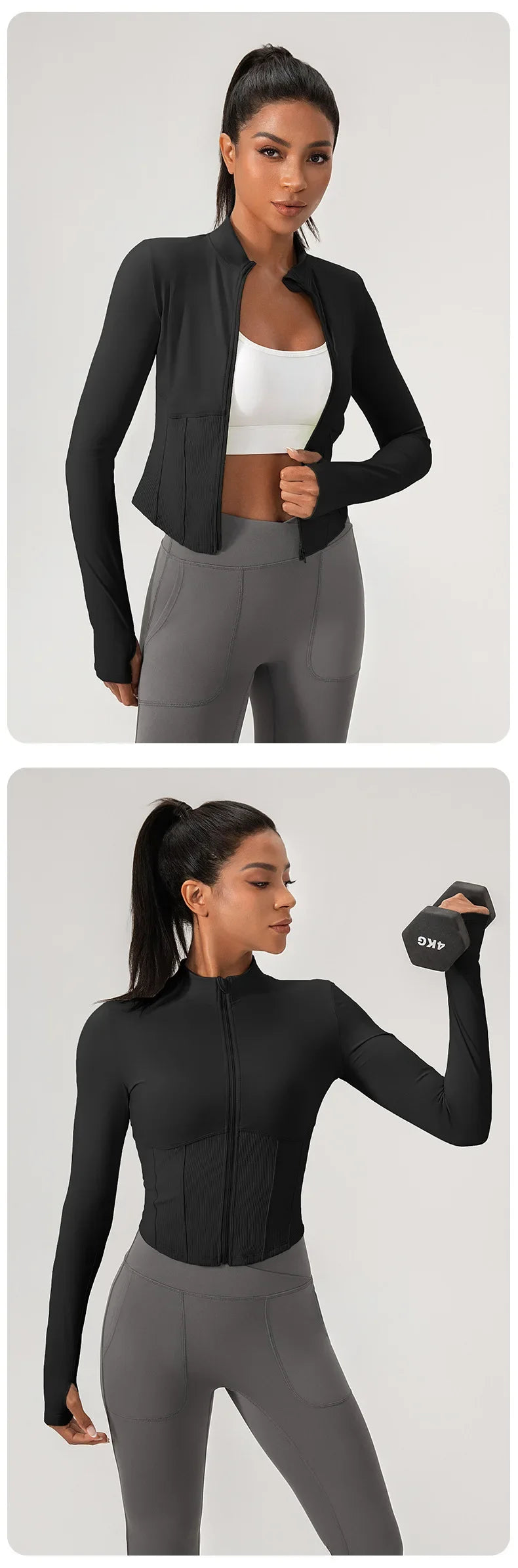 Yoga Suit Women Gym Set Long Sleeve Zipper Sport Women Tracksuit Running Workout Sportswear Female Sports Shirt Slim Fit