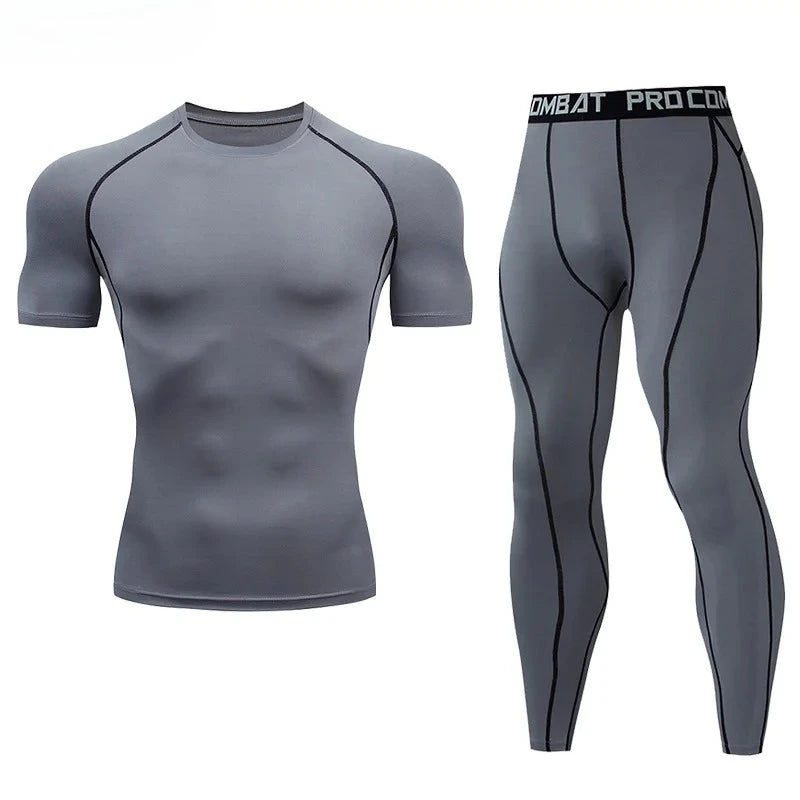 Men's compression sportswear GYM tight fitting sports suit exercise jogging MMA fitness sports suit