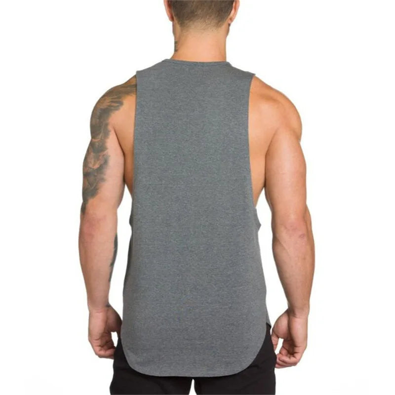 Men Bodybuilding Sleeveless Vest Casual Gym Tank Top Cotton White t Shirt Quick Dry Sport Fitness Singlets Vest Man Gym Clothing