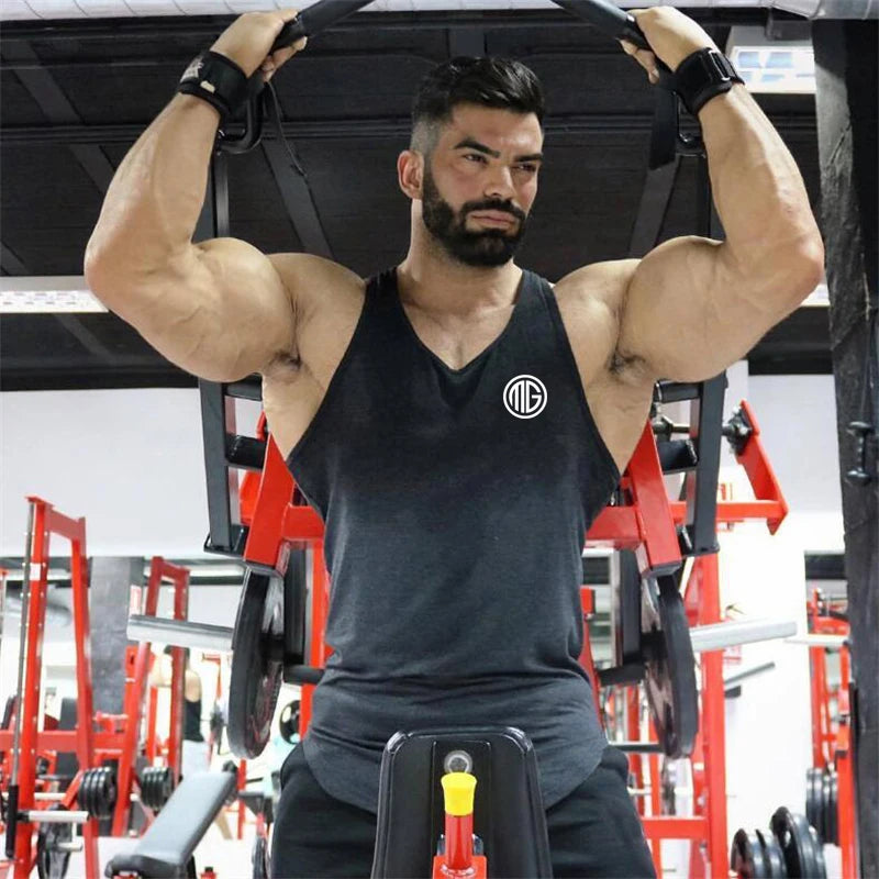 Mens Fitness Sports Sleeveless T-shirt Comfortable Sweatshirt Workout Clothing Cotton Running Vests Summer Gym Tank Tops