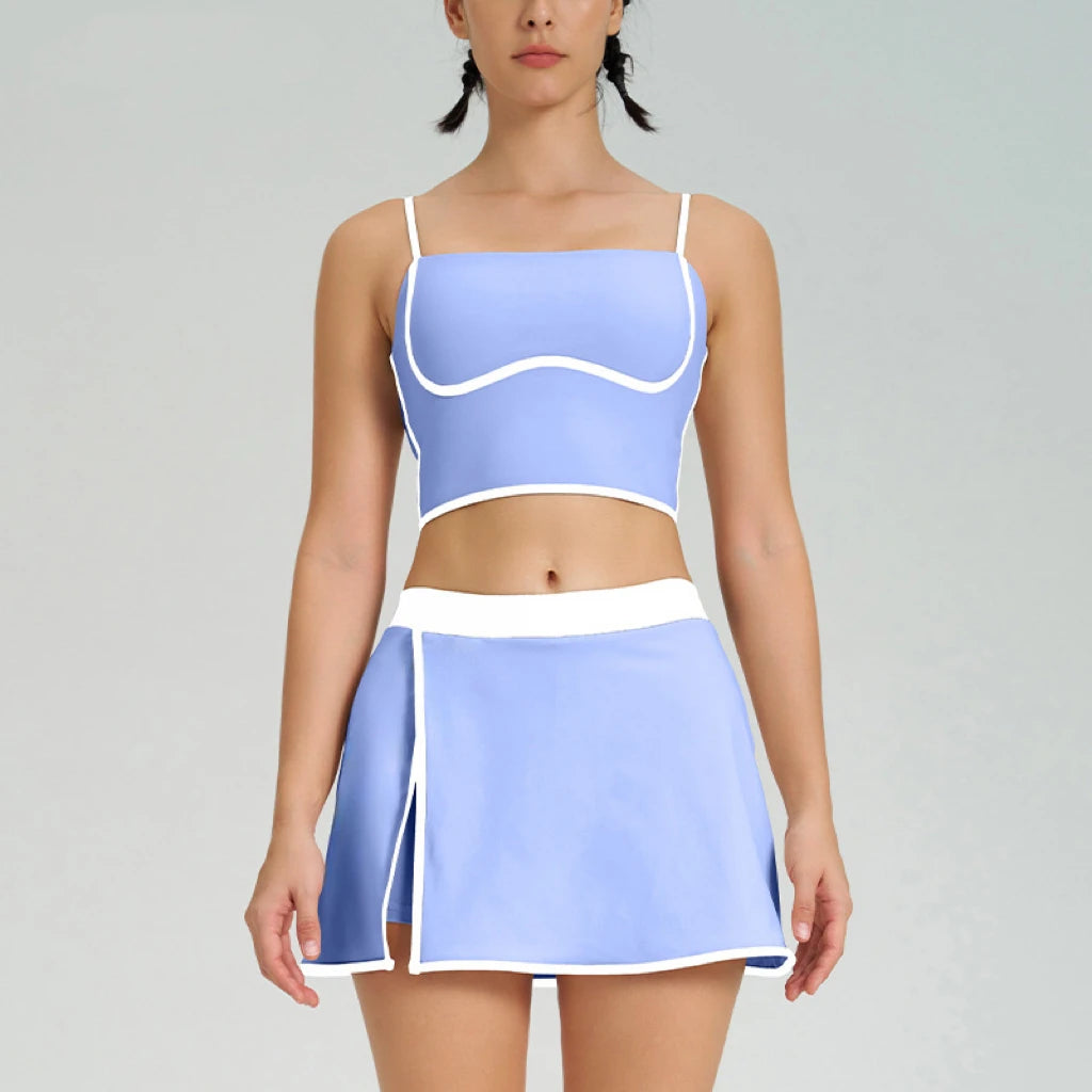 Women Gym Sports Sets Bra with Pad and Shorts Skirts Gym Biker Outdoor Training Good Elastic Athletic Yoga Vets Tights Suits