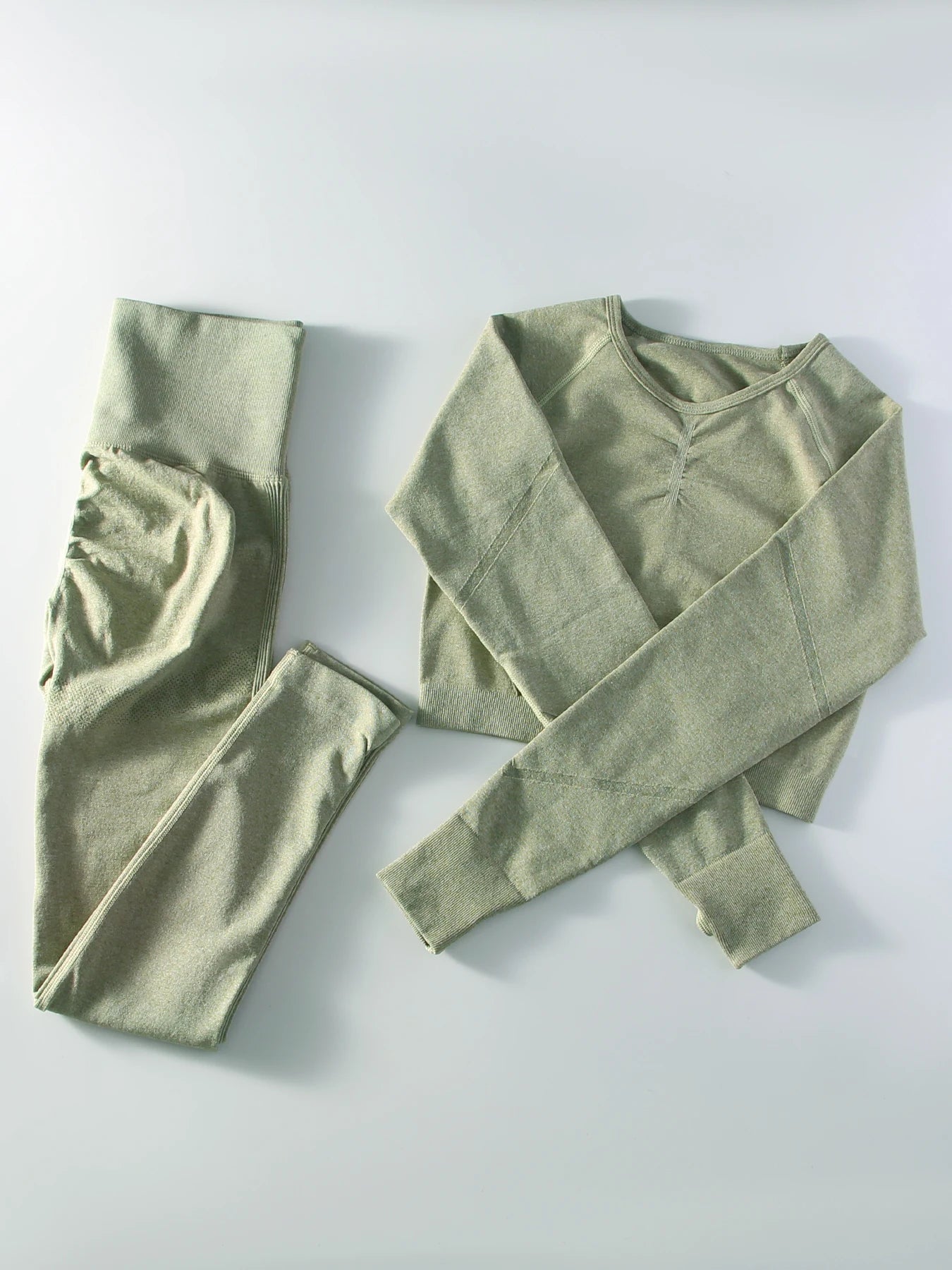 Women's 2 Piece Seamless Yoga Sportswear Set Gym Wear Fitness Wear Short Long Sleeve Top High Waist Leggings Fitness Sportswear