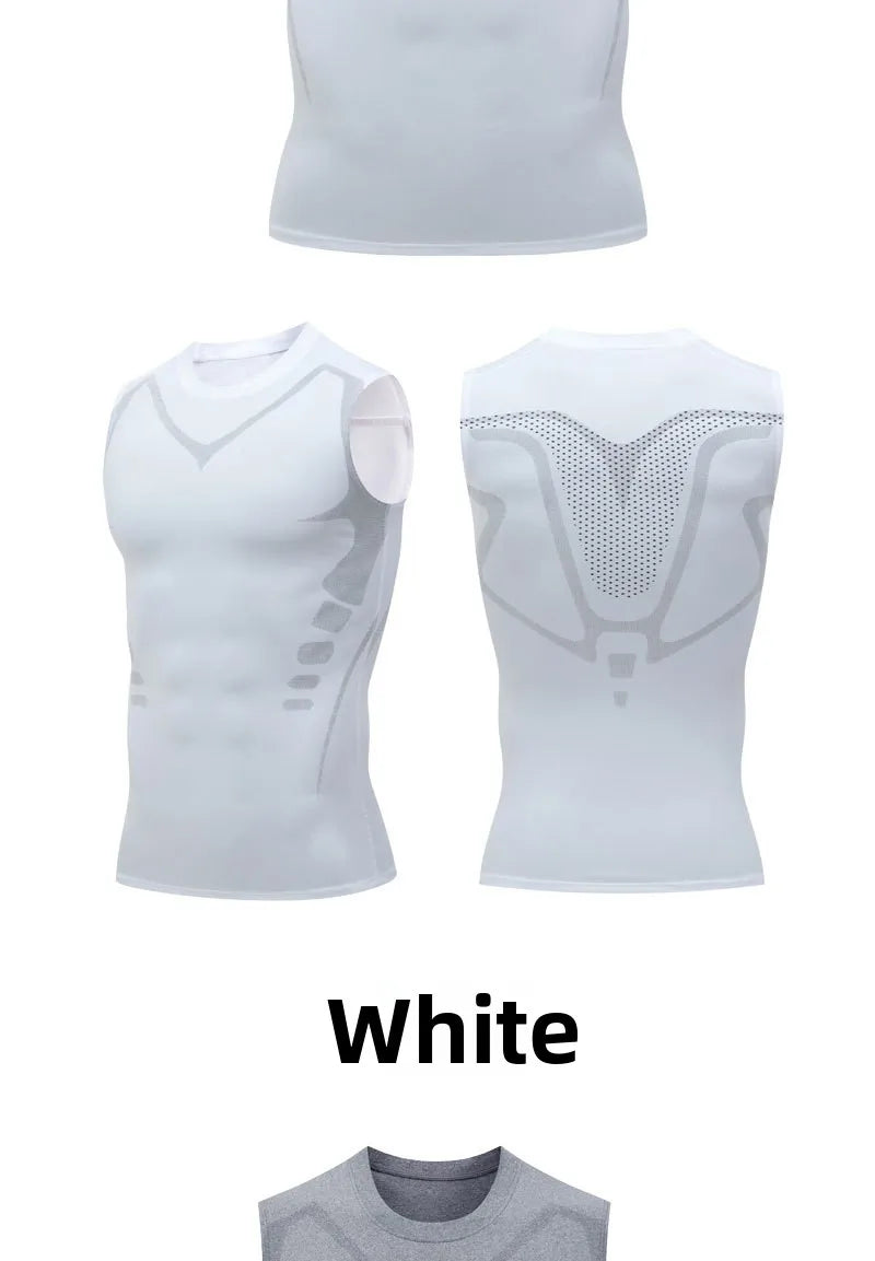 Men's Fitness Clothing Short Sleeve Sleeveless Tight Shirt Running Basketball Training Top Gym Vest Style Lightweight