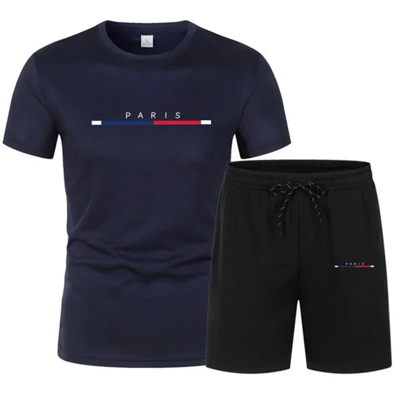 Fashionable two-piece sportswear quick-drying T-shirt and shorts se men's clothing, sportswear set men's breathable clothes