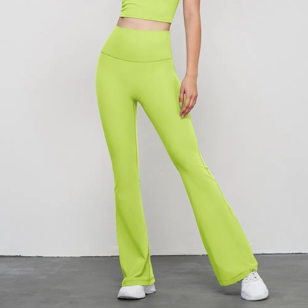 Gym High Waist Sports Flared Pants Wide Leg Hip Lifting Yoga Pants Breathable Stretchy Fitness Pants Exercise
