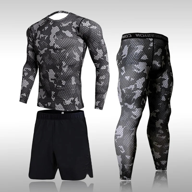 Men's Compression Sport Suits Gym Tights Training Clothes Workout Jogging Set Running Rashguard Tracksuit Sportswear For Men